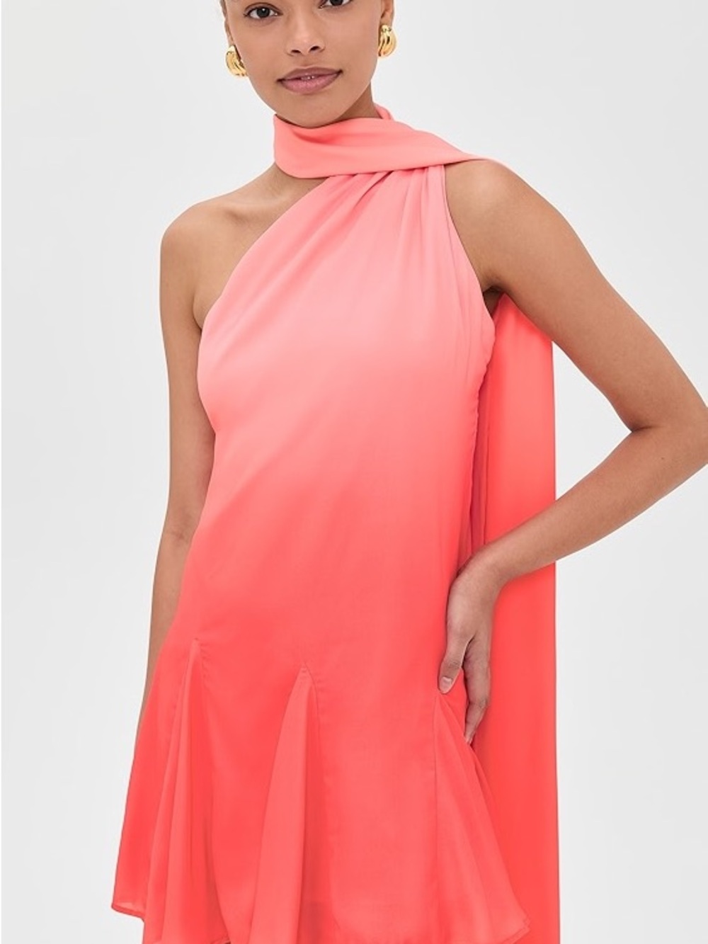 Baobab Collection Coral Ombre One-Shoulder Mini Dress